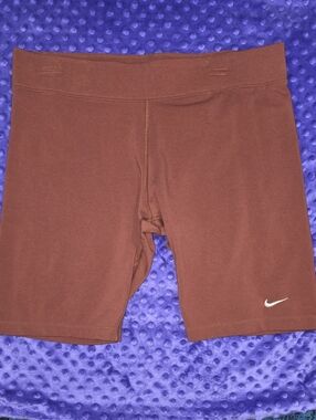 Nike Brown Womens' Athletic Bike Shorts with Swoosh